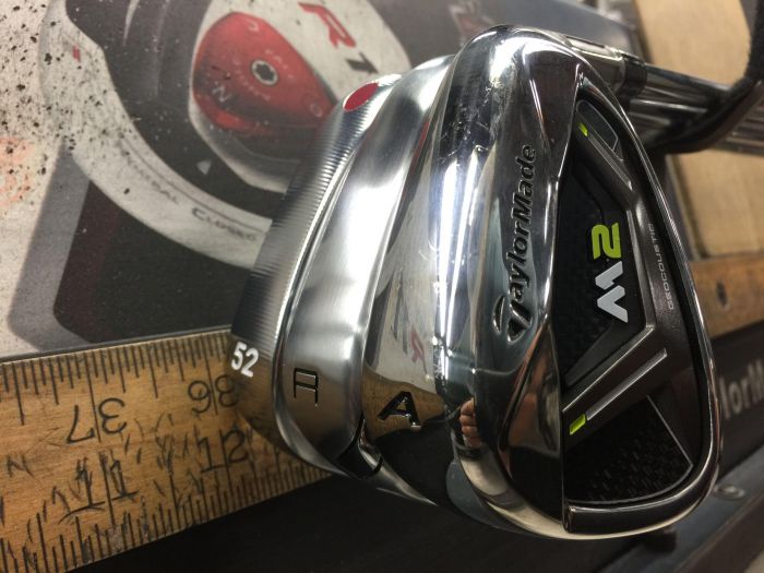 A closer (albeit angled) look at the soles of each wedge/iron